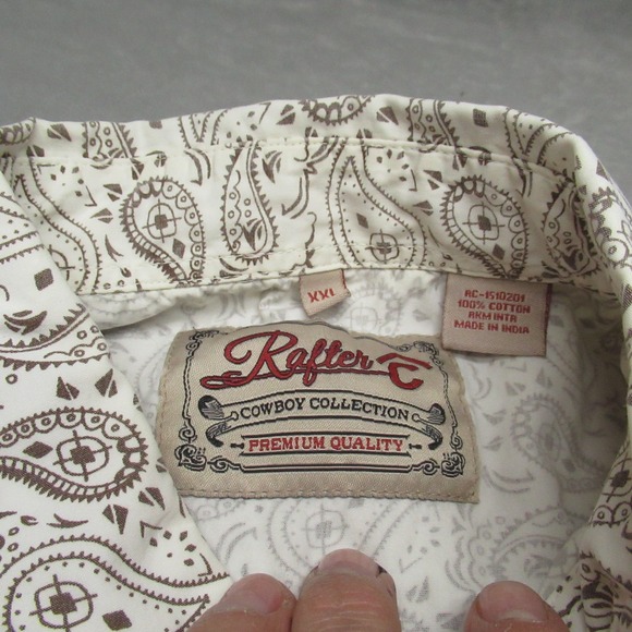 Rafter C Shirt Mens XXL Brown Paisley Classic Western Pearl Snap Cowboy Casual - Picture 4 of 10
